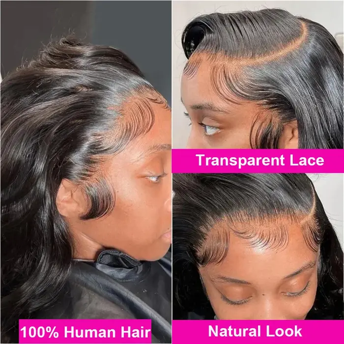 Perruques Bob Courtes Ondulées 13x4 Frontal, 100% Cheveux Humains Remy, Densité 200%, Noir Naturel, 