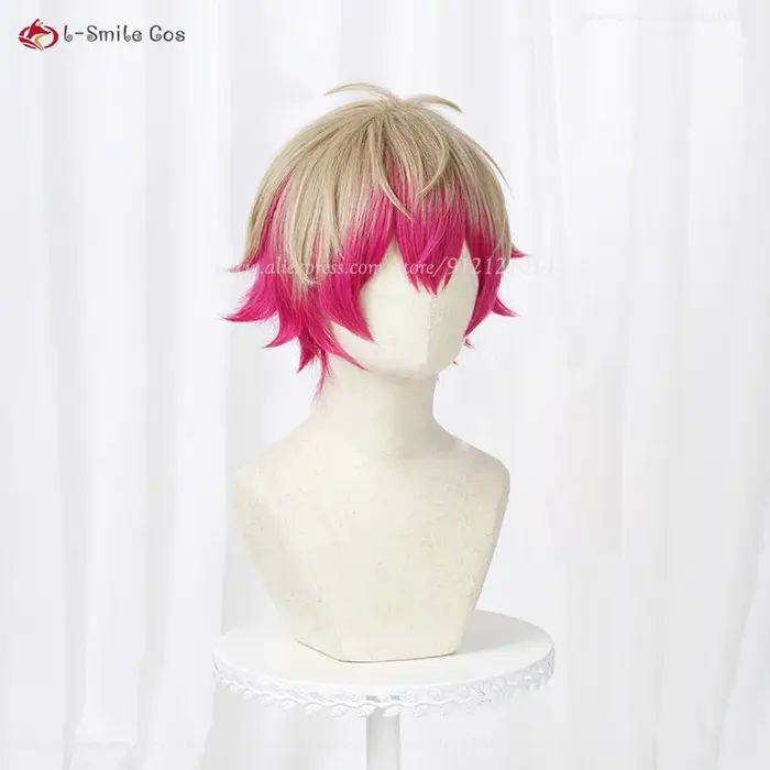 Anime Alexis Ness Cosplay perruques 32 cm lin Rose perruques mixtes Cosplay Anime Cosplay perruque résistant à la chaleur cheveux synthétiques + bonnet de perruque