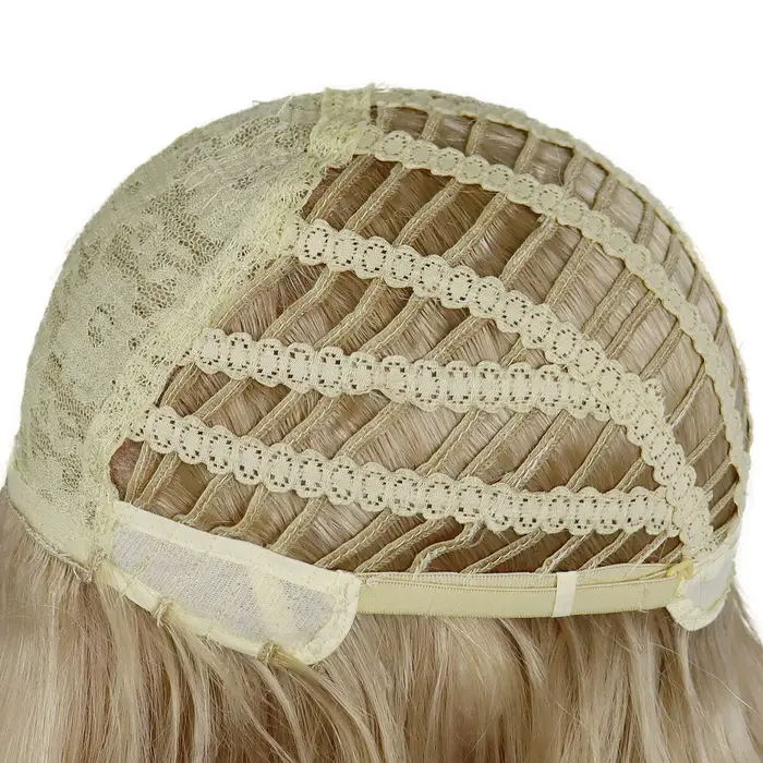 Perruques blondes courtes perruque de cheveux synthétiques avec frange