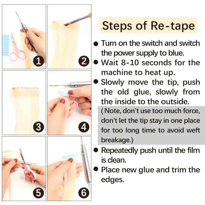Dissolvant de colle à cheveux avec pince à pression Pro Tape Extensions