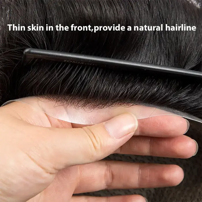Toupet hommes australie-Double couche mâle prothèse de cheveux respirant dentelle et Pu Base homme perruque 6 "naturel