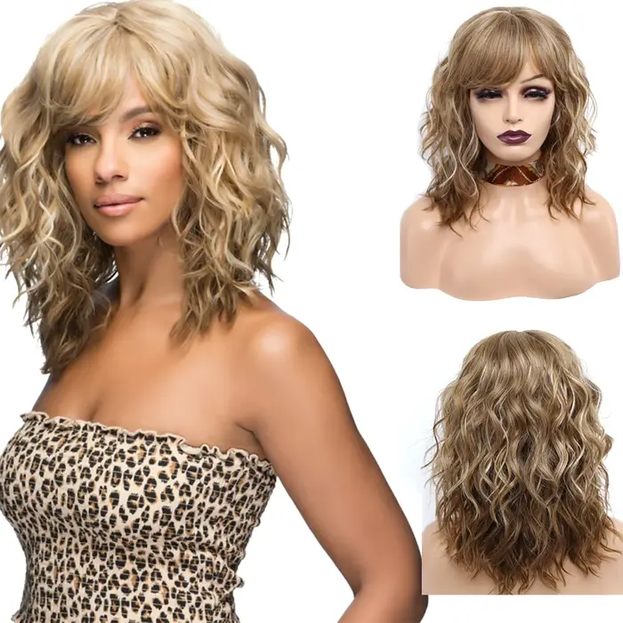 Amir-Perruque Bob Synthétique Courte avec Frange Latérale Naturelle pour Femme