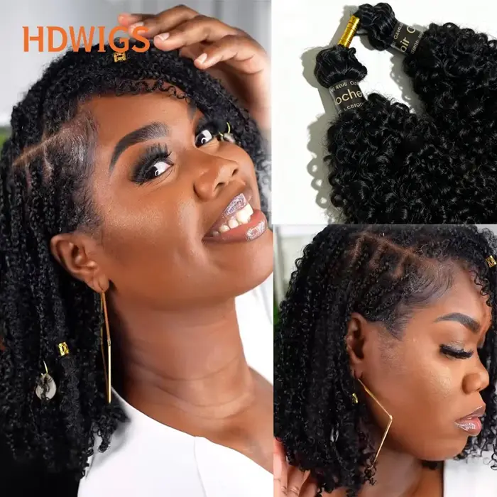 Extensions de cheveux au crochet sans nœuds, pré-séparées, en cheveux humains, style Afro Kinky Curl