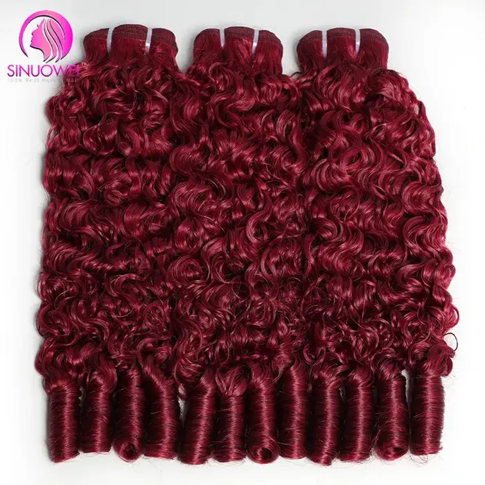 Extensions de cheveux humains bouclés birmans 99J Bourgogne