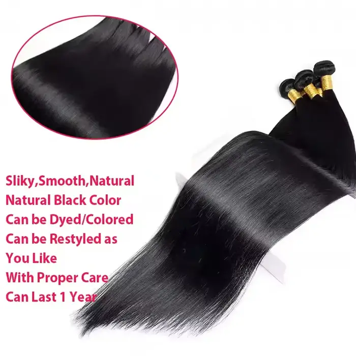 Extensions de cheveux humains brésiliens lisses vierges de 32 pouces