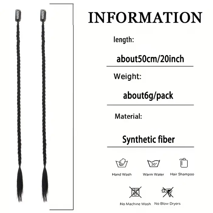 20 pouces synthétique 2 pièces Y2K Style cheveux longs raides Mini tresse haute température fibre co