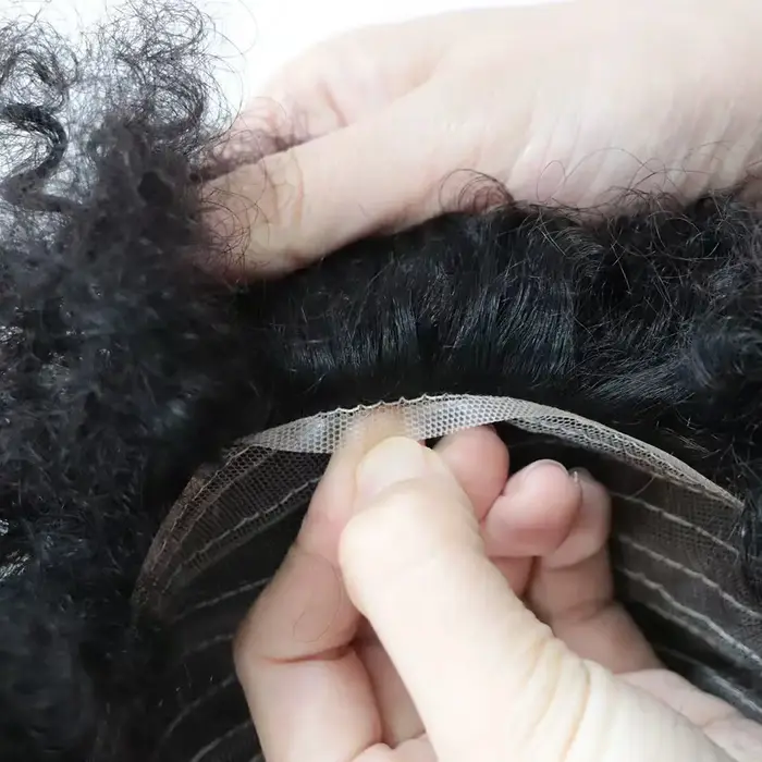 Perruque en cheveux humains bouclés africains pour hommes | Couverture complète avec base en dentelle respirante