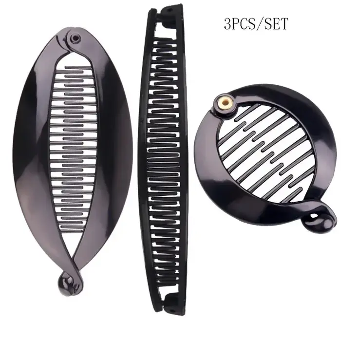 Lot de 3 pinces à cheveux noires