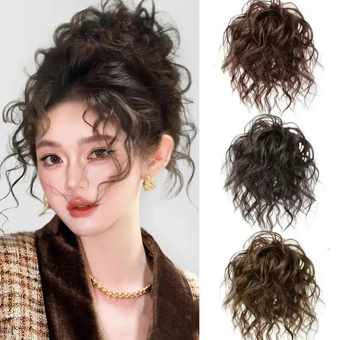 Extensions de chignon en cheveux synthétiques bouclés