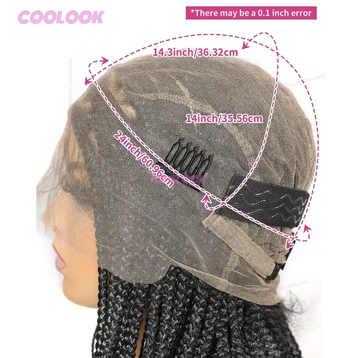 Triangle synthétique tresses cheveux perruque pleine dentelle tressé perruques pour les femmes noires sans noeud boîte