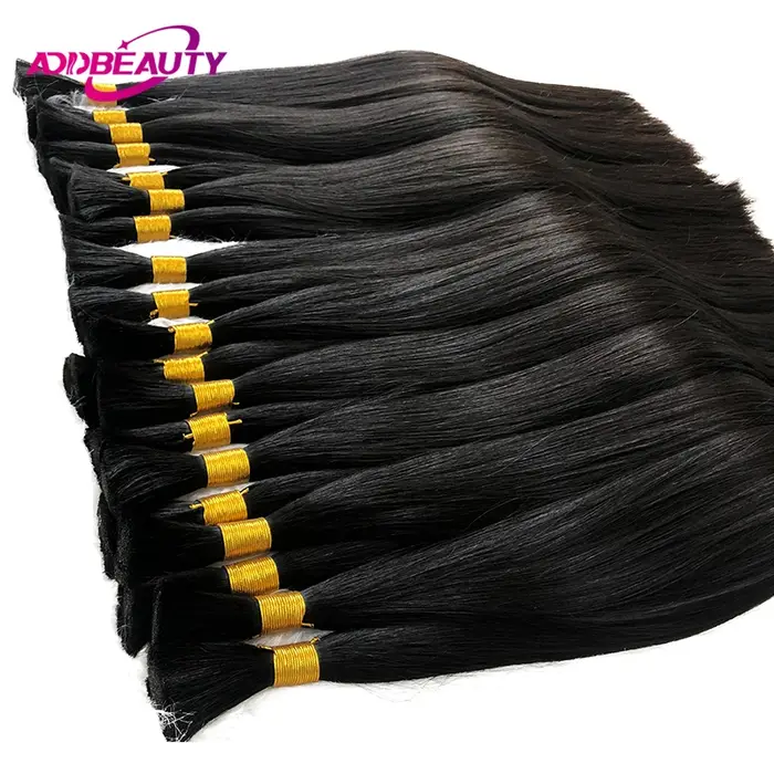 Extensions de cheveux humains lisses en vrac pour tresses bohèmes, 50g/pièce, cheveux naturels véritables pour femmes