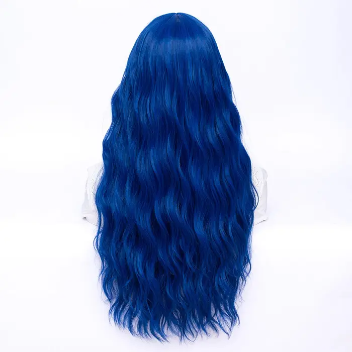 MSIWIGS – perruque synthétique longue ondulée bleue Lolita pour femmes