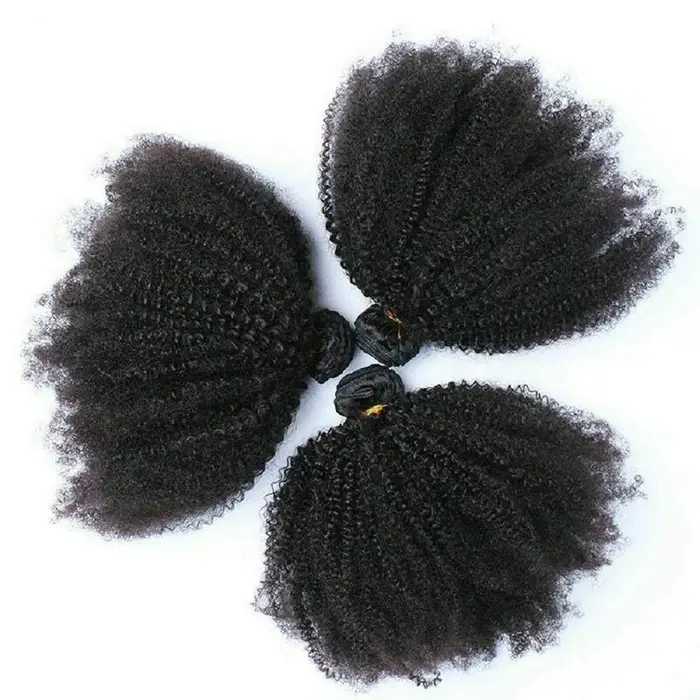 Afro crépus bouclés paquets de cheveux humains affaire brésilienne 1/3