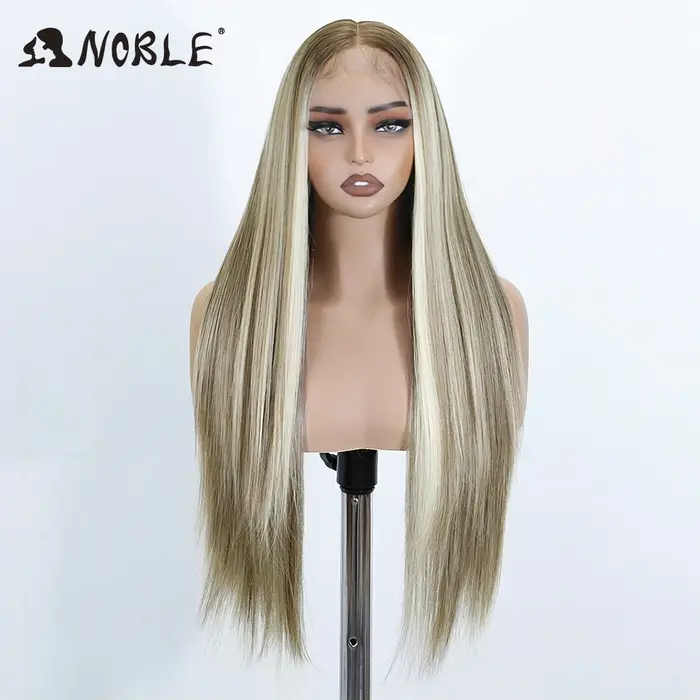 Perruque Lace Front Wig synthétique ombrée blonde-Noble, perruque Lace Front Wig, cheveux de bébé li