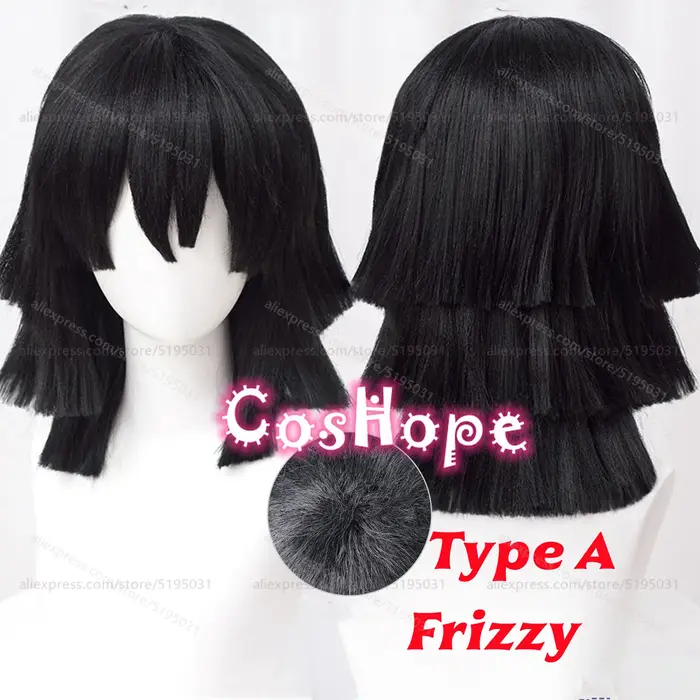 Iguro Obanai Cosplay perruque 40 cm courte