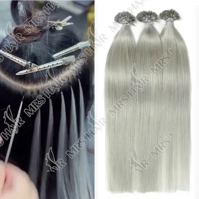 Extensions de cheveux humains à pointe plate en kératine personnalisées