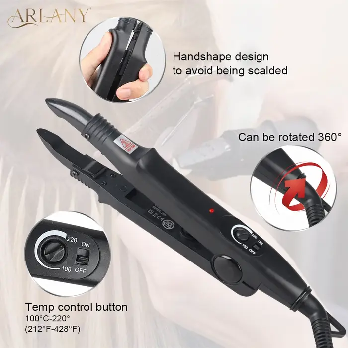 ARLANY Kit de fer à extensions de cheveux Fusion à température réglable