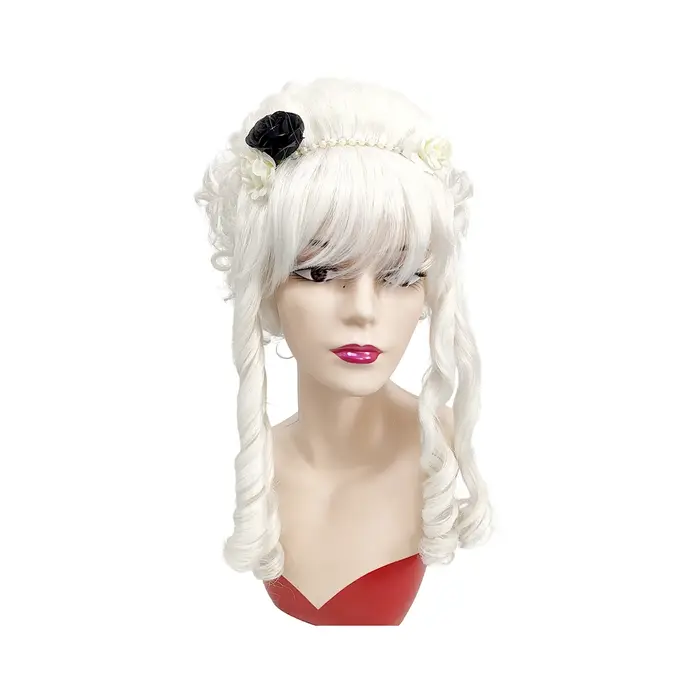 Perruque synthétique blanche bouclée pour chignon