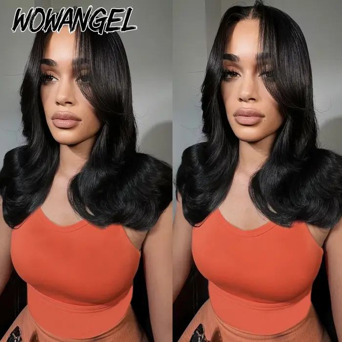 Wow Angel-Perruque de Cheveux Naturels Ondulés pour Femme, avec Fermeture en Dentelle Suisse, Partie