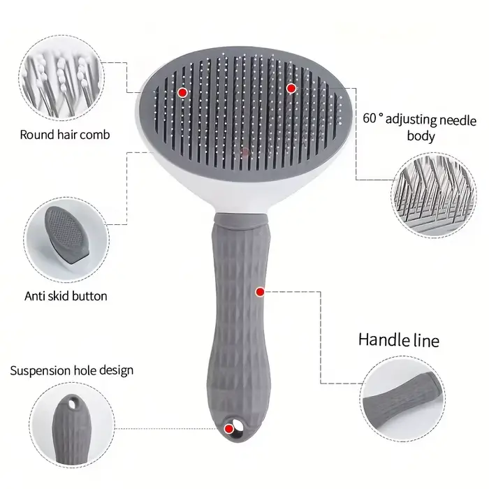Peigne d'épilation pour animaux de compagnie en un clic pour un toilettage sans effort des chiens et des chats-brosse d'épilation flottante avec fonction automatique