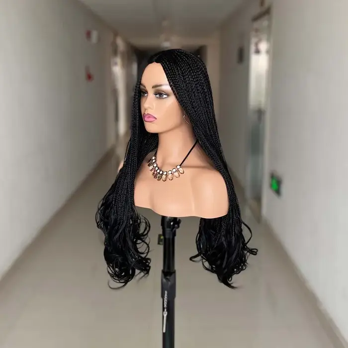 Nouvelle mode longue tressée perruques synthétique boîte tresse perruque pour les femmes noires ondulé armure Ombre