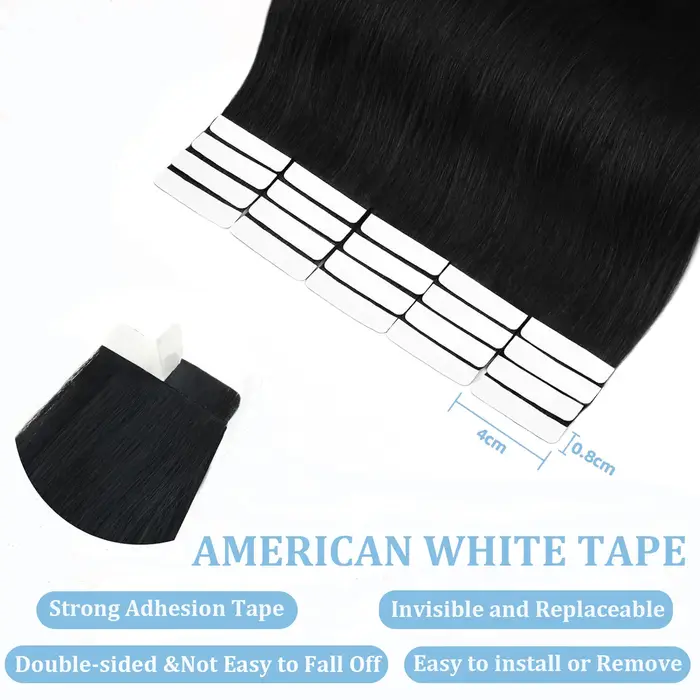 Extensions de Cheveux Humains Raides Naturels 1B
