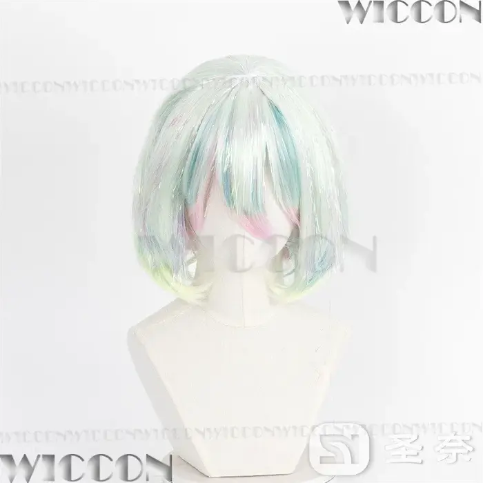 Perruque Bob scintillante effet laser pour cosplay Diamond Anime Land of the Lustrous