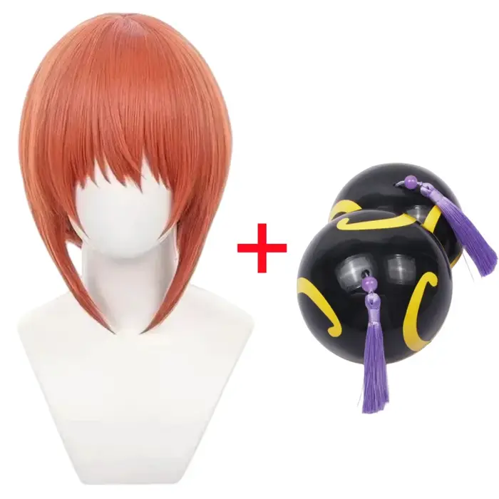 Perruque de cosplay Kagura avec couvre-chef inspirée de l'anime Gintama pour filles et femmes