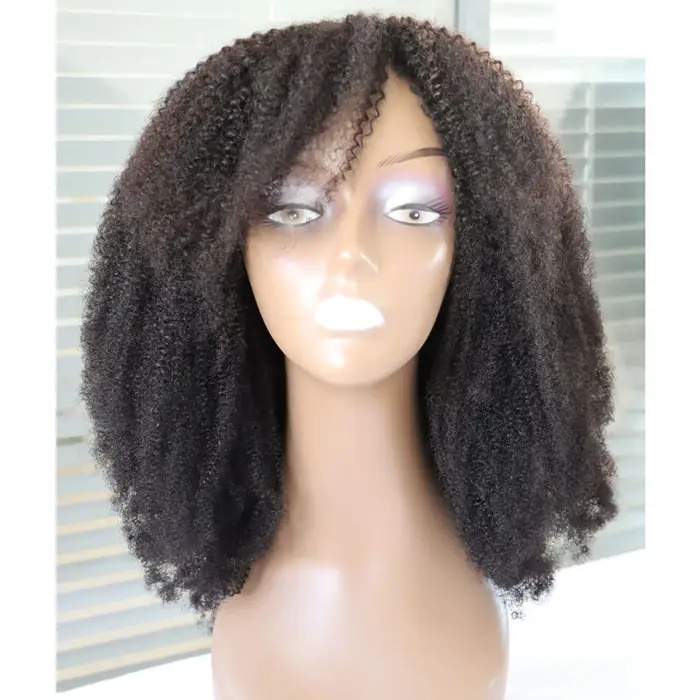 Perruque de cheveux humains longs bouclés 4C
