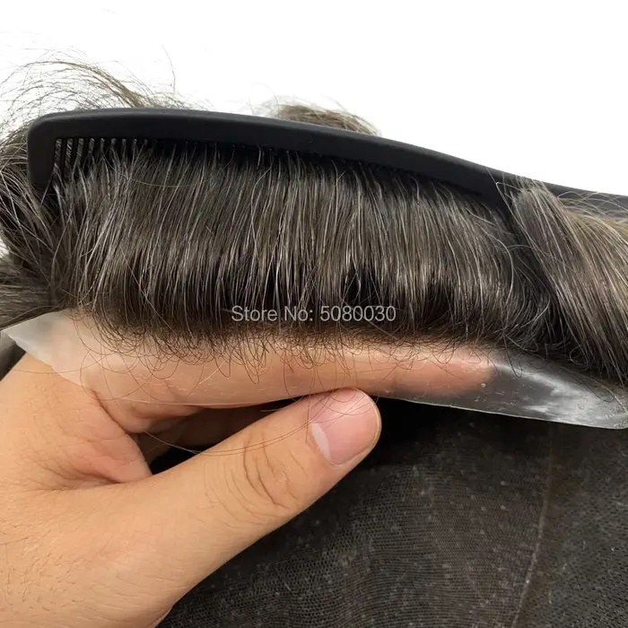 Toupet en cheveux Remy avec dentelle autour de Pu pour hommes