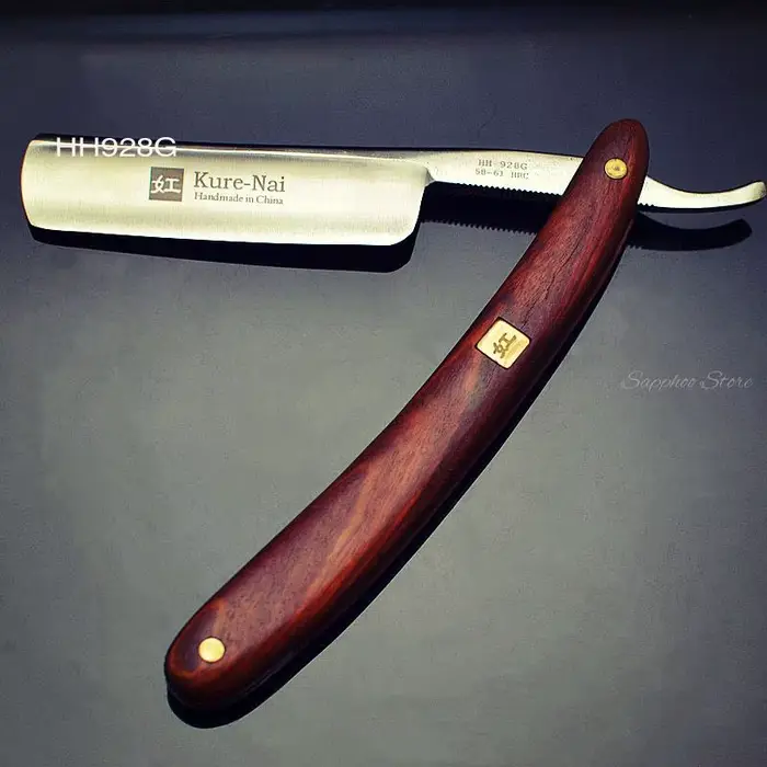 Rasoir droit en acier au carbone S45C pour salon de coiffure, manche en bois de santal, couteau de r