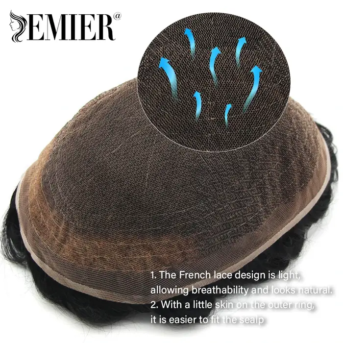 Nouveau Full Lace hommes toupet français dentelle Base systèmes de cheveux humains hommes perruque r