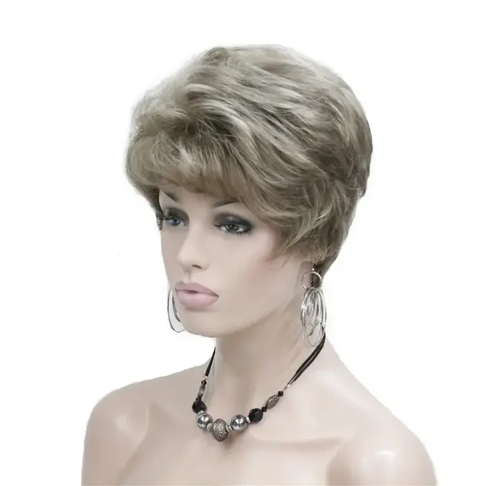 Perruque synthétique courte bouclée blonde/auburn pour femmes