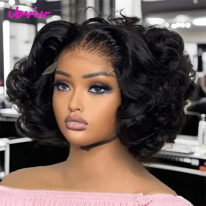 Perruque Lace Front Wig sans colle 100% cheveux humains, Super Double tirage, prêt à l'emploi, 12 po