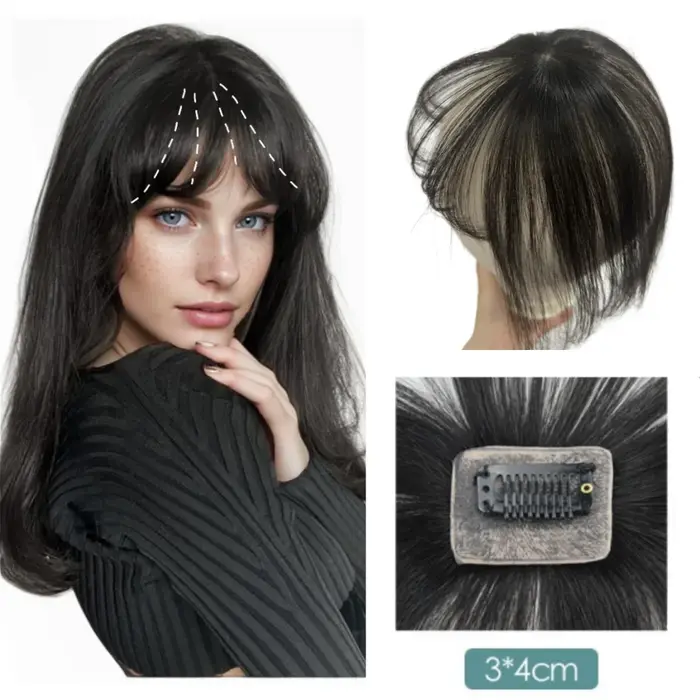 100% cheveux humains Mini frange pour femmes 360 couverture front chauve
