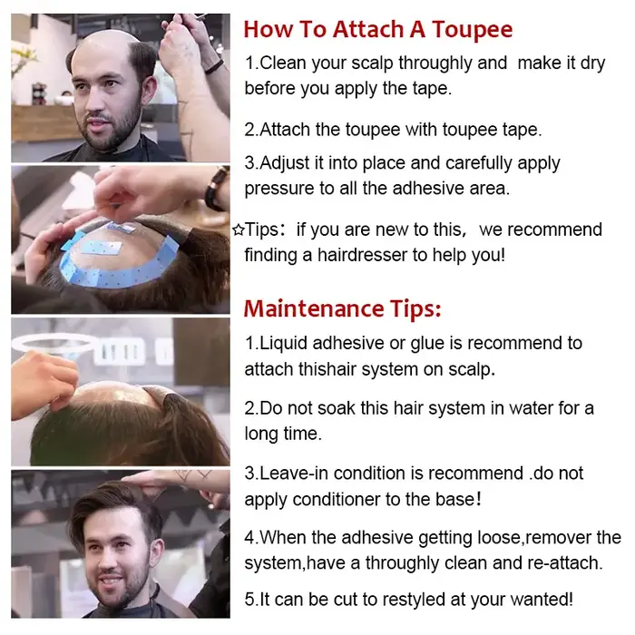 Perruques de prothèse capillaire pour hommes, Toupet masculin en PU fin mono et doux, Système de che