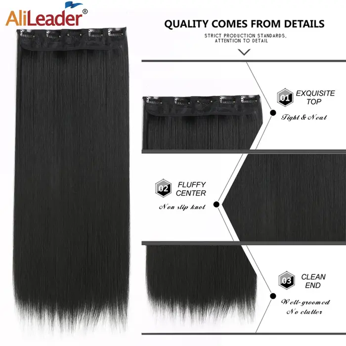 Alileader pince synthétique dans l'extension de cheveux brun