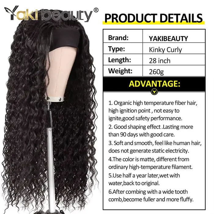 Perruques synthétiques longues et crépues bouclées, 28 pouces, bandeau de glace pour femmes noires,