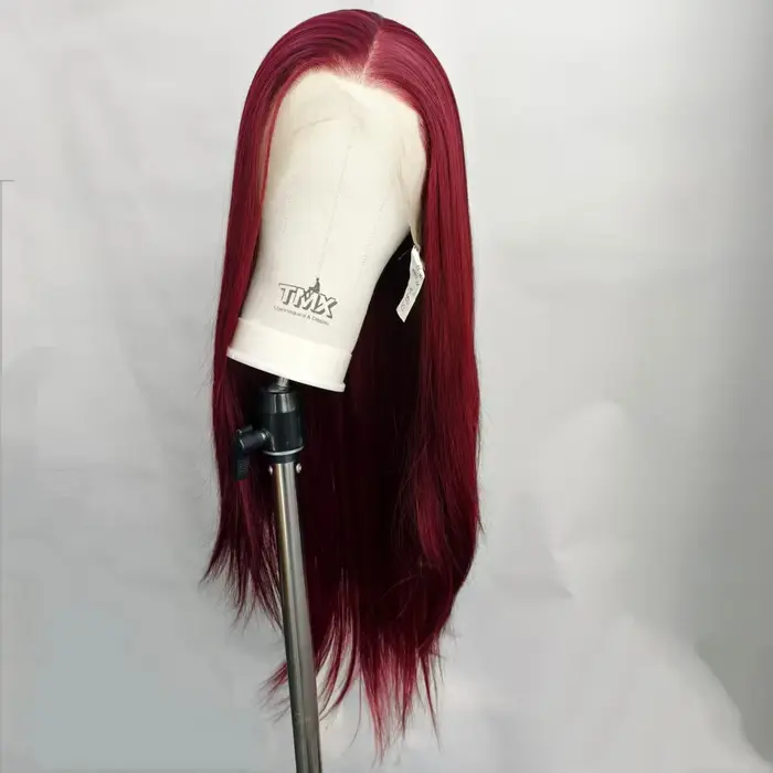 Perruque Lace Front Rouge Vin Pré-Pluckée