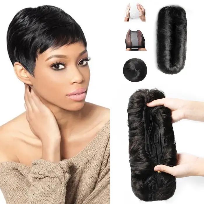 Tissage en lot brésilien naturel bouclé ombré avec Closure, Extensions de cheveux courts, T1b 30 99j
