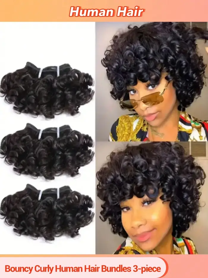 Tissage en lot naturel Remy bouclé et rebondissant