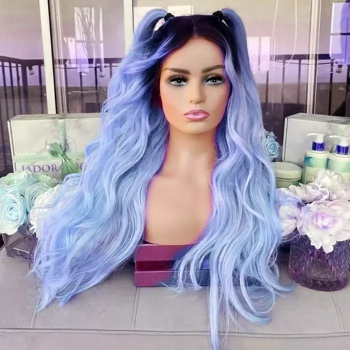 Perruque Lace Front Wig Synthétique Ombrée Rose