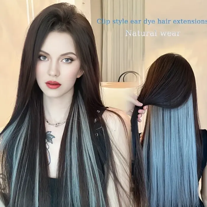 Extensions capillaires synthétiques colorées à clipser