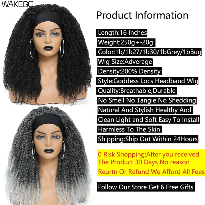 Wakego Afro crépus Marley torsion perruque noir Ombre brun cheveux