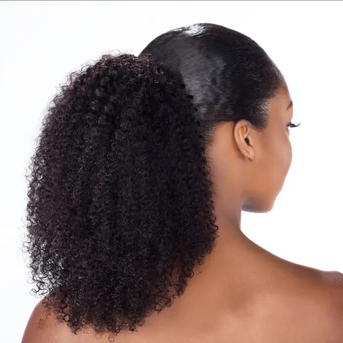 Extensions de cheveux humains mongols 4B 4C Remy 10-24 pouces Clips dans cordon Extensions de queue