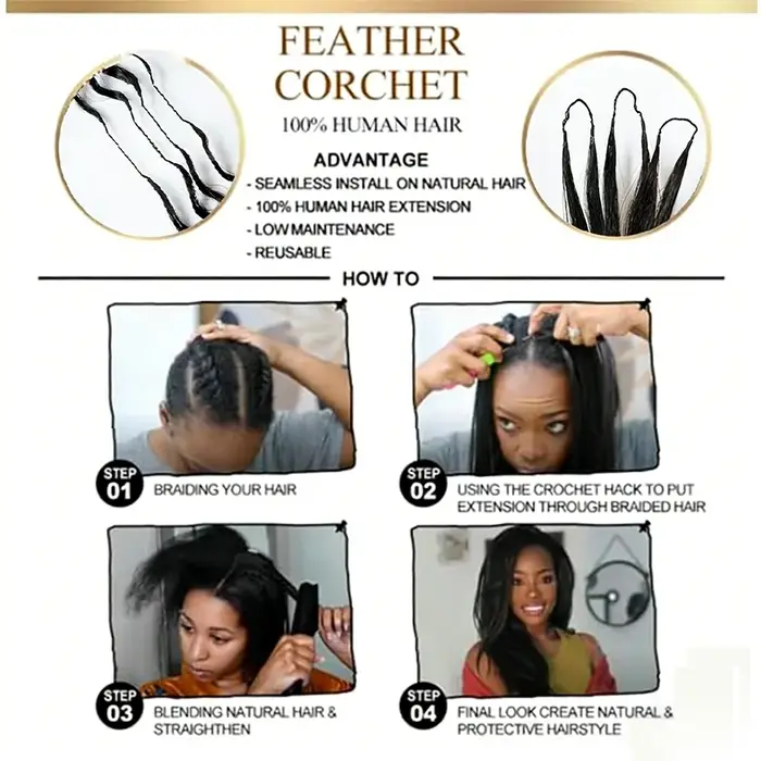 Extensions de cheveux en plumes Deep Wave couleur Bourgogne 100%