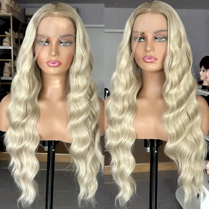 Perruque longue blonde brune ombrée pour femme