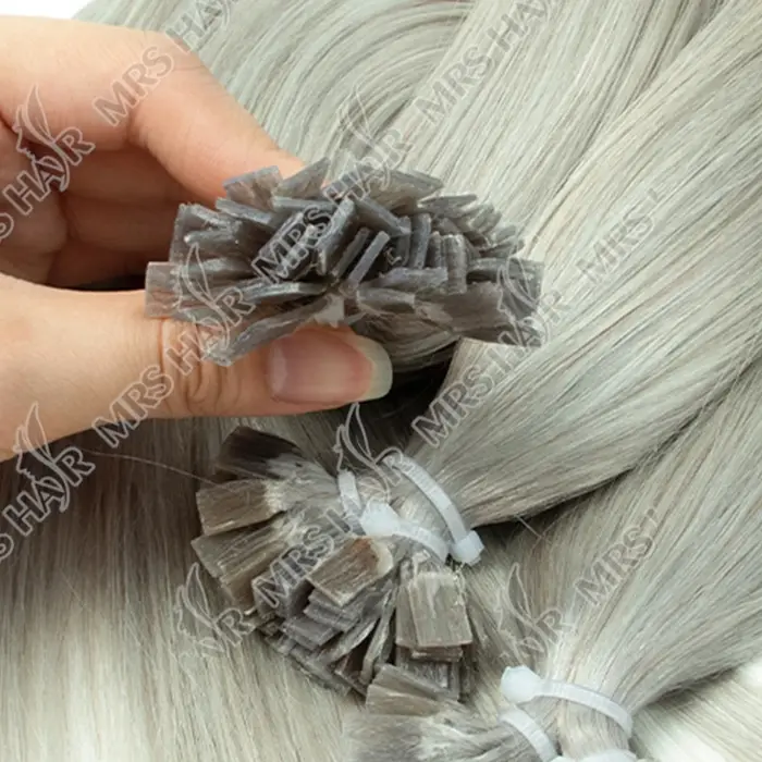 Extensions de cheveux humains à pointe plate en kératine personnalisées