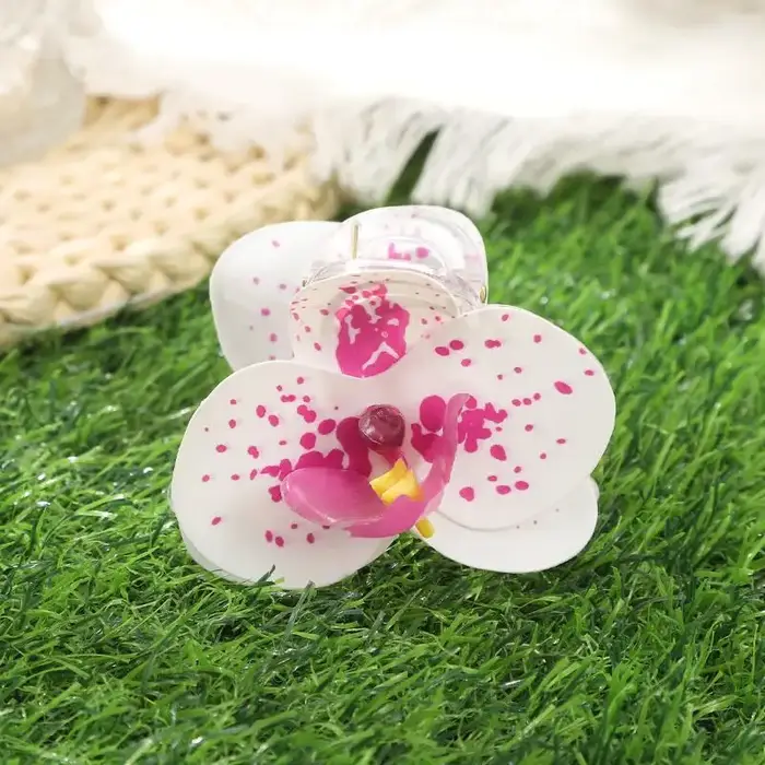 Pince à cheveux 7 cm avec fleurs artificielles, orchidée, pinces à cheveux florales, épingle à cheve
