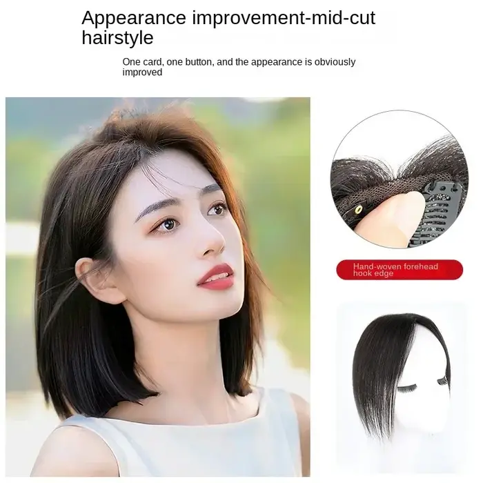 Cheveux humains petit coeur de pêche Invisible respirant pièce de cheveux droite Topper augmenter le